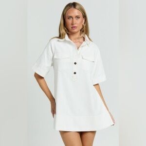 Showpo White Button-Down Shirt Dress